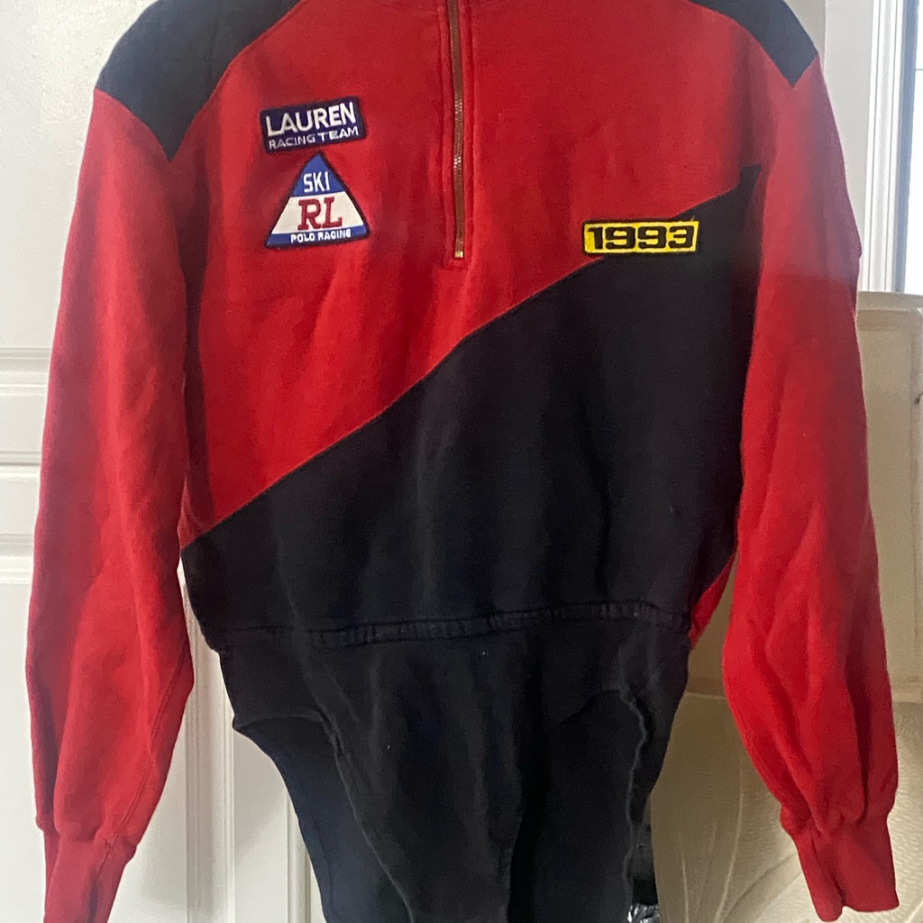 Vtg Polo Ralph Suicide Ski Sweatshirt 1993 Bodysuit With Snap Closure M